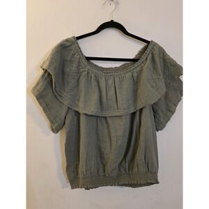 French Laundry Women's Size Small Sage Green Gauzy Cotton Top Coastal Beach NWTS